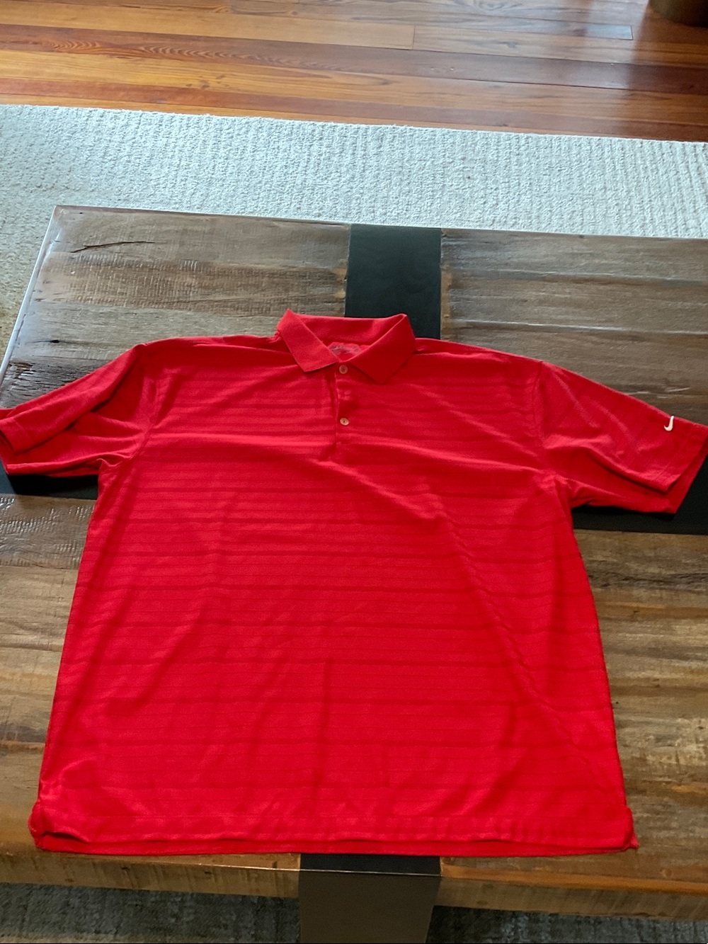 Nike Men's Red Polo Shirt with Subtle Stripe Detail. XXL